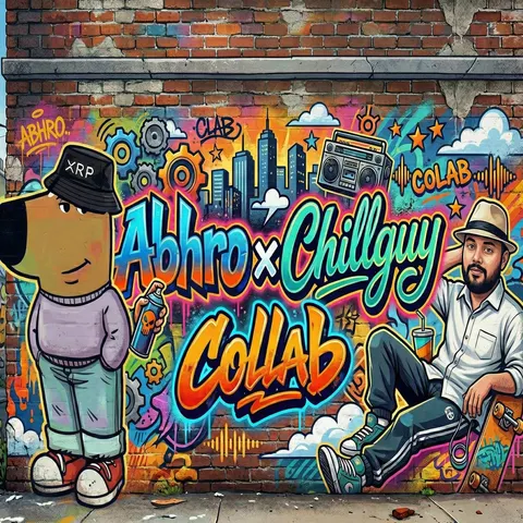 Graffiti mural collaboration on a brick wall by Abhro