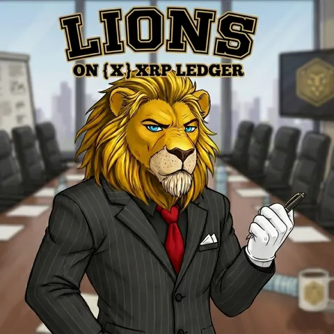 Suited lion illustration from the Lions of XRP collection