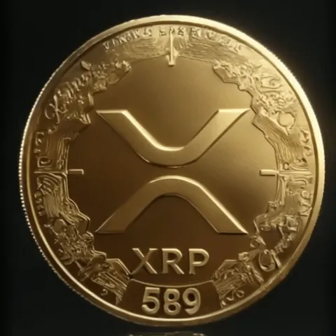 Sculpted gold coin bearing the XRP mark