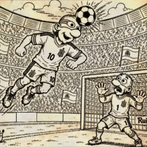 Comic-style football sketch from the OpulenceX World Cup collection